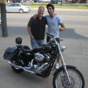 Actor Justin Baldoni making a strong argument to ride the Harley.