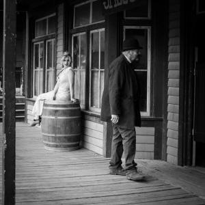 on set of Revenge heading into the Saloon at Paramount Ranch