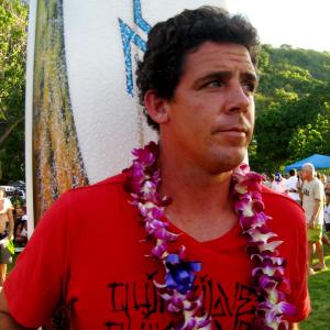 Peter Mel at Waimea Bay Hawaii Opening ceremony for The Quiksilver Eddie Aikau Big Wave Invitational