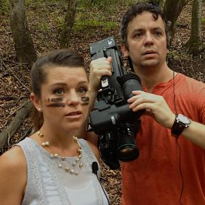 Todd Jenkins as Aaron and Mindy Raymond as Kendall Sharp on the set of BIGFOOT WARS