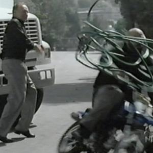 James Caan showing me the quick way to dismount a motorcycle on Las Vegas