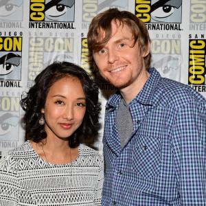 Maurissa Tancharoen and Jed Whedon at event of Agents of S.H.I.E.L.D. (2013)