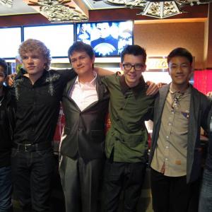 Brandon Soo Hoo with Asa Butterfield Aramis Knight and Suraj Partha at Summit Entertainments Enders Game Cast  Crew Screening at TCL Chinese Theater in Hollywood Ca on Oct 272013