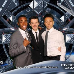 Brandon Soo Hoo with Asa Butterfield and Khylin Rhambo at Summit Entertainments Enders Game After Party in Hollywood Ca on Oct 282013