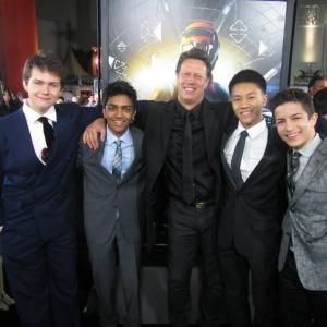 Brandon Soo Hoo with Director Gavin Hood Aramis Knight Suraj Partha and Conor Carroll at Summit Entertainments LA premiere of Enders Game at TCL Chinese Theater in Hollywood Ca on Oct 282013