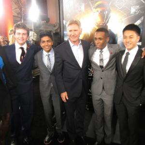 Brandon Soo Hoo with Harrison Ford Viola Davis and co stars at Summit Entertainments LA premiere of Enders Game at TCL Chinese Theater in Hollywood Ca on Oct 282013