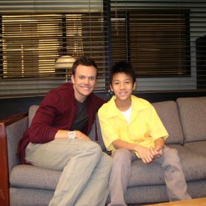 Brandon Soo hoo with Joel McHale on the set of NBC's 