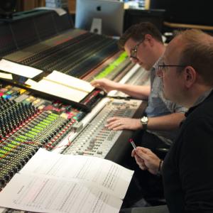 Composer Kerry Muzzey at the console at AIR Lyndhurst Studios London
