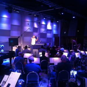 Composer Kerry Muzzey at the podium, EastWest Studios in Hollywood, CA.