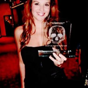 Barbara Nedeljakova wins Best Supporting Actress award for her role as Torri in film Hike at 2011 British Horror Film Festival awards ceremony