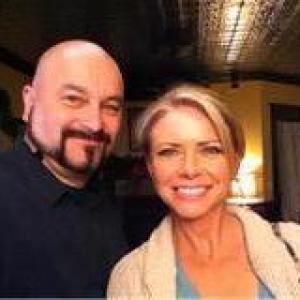Faith Ford and Grizz Salzl on the set of Trading Christmas