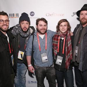 Matt Sobel, Jacob Schulsinger, Nick Case, Logan Miller, and Thomas Scott Stanton of Take Me to the River attend the Chef Dance dinner at the 2015 Sundance Film Festival.
