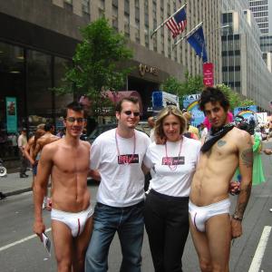 Pride Parade New York City with Stephen Schulman and Poncho models Garmento