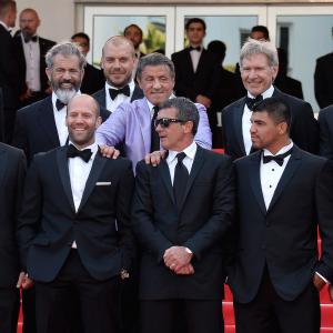 Antonio Banderas Harrison Ford Mel Gibson Dolph Lundgren Sylvester Stallone Wesley Snipes Jason Statham Patrick Hughes Randy Couture Glen Powell and Victor Ortiz at event of Nesunaikinami 3 2014