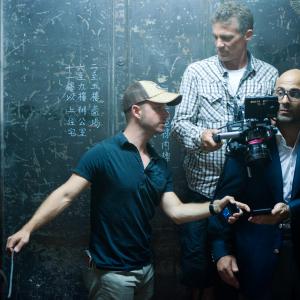 Mark Freiburer on set of TRANSFORMERS AGE OF EXTINCTION with camera operator John Skotchdopole and stuntman Theo Kypri