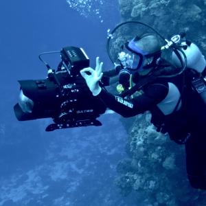 shooting a campaign for the National Tourism Board of Mexico. Diving near the Cozumel reef.