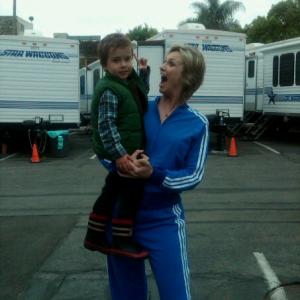 With Jane Lynch on the set of Glee