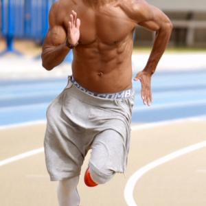 Still of Ricky Whittle sprint training at UCLA  Los Angeles California