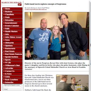 Kevan Otto Jenn Gotzon and Kevin Sorbo on the front cover of The Williamson Herald TN