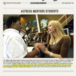 Jenn Gotzon reaches out to the students of New Orleans helping them overcome their obstacles and live their dreams through her outreachmentor program Inspiring Audiences Jenn shares her acting journeys in hopes to inspire