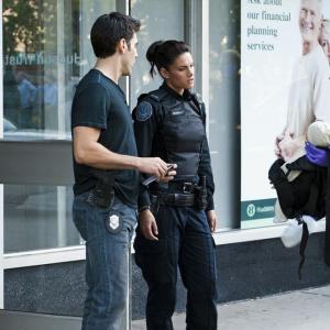 Still of Ben Bass Missy Peregrym and Rachael Ancheril in Rookie Blue 2010