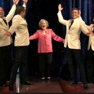 The Tonight Show with Jay Leno (Episode #19.103) - March 1, 2011. Pictured: Billy Lambrinides, Mark Smith, Betty White, Brian Beacock, Andy Steinlen