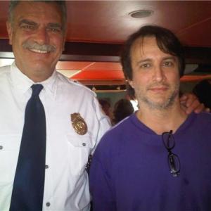 With Bronson Pinchot on the set of 