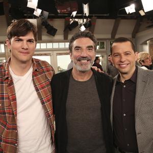 Jon Cryer Ashton Kutcher and Chuck Lorre in Two and a Half Men 2003