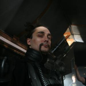 John Alton as Nephilim Infiltrator on the set of Humanitys End