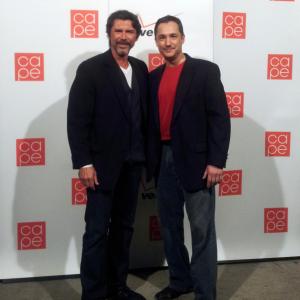 Lou Diamond Phillips with John Alton at the CAPE Philippines Typhoon Relief Fundraiser 2013