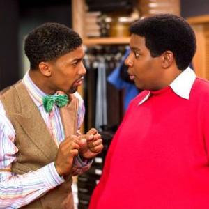 Fat Albert Kenan Thompson right is impressed with the Big and Tall clothing options offered by a persistent salesman Derek Mr Bentley Watkins
