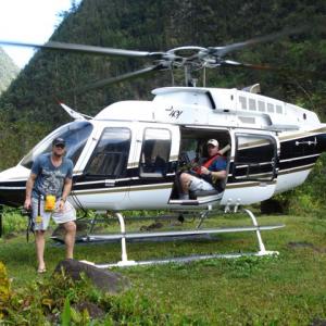 Thomas Miller Aerial Cinematographer and Director Eric Cochran take a break while filming Aerial America Hawaii for the Smithsonian Channel 2008