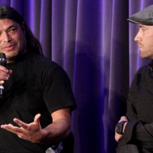 LOS ANGELES, CA - DECEMBER 08: Musician and Jaco producer Robert Trujillo and director Paul Marchand speak onstage at Reel To Reel: Jaco at The GRAMMY Museum on December 8, 2014 in Los Angeles, California.