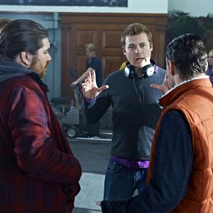 Rasmus Heide directing actors Jonatan Spang Rasmus Bjerg and Mick gendahl on the set of All for Two