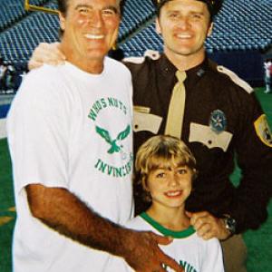 On the set of Invincible with the real Vince Papale and his son