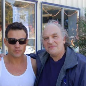 In the Eyes of a Killer shoot on set Louis Mandylor StarDirector and Rick Camp As Grady the Dock Master outside Boat Shop