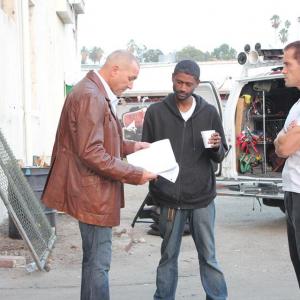 With Vinnie Jones and Director Nadeem Soumah on the set of 