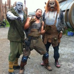 on set of Defiance with Kevin Shand as Nak and Jung Kim