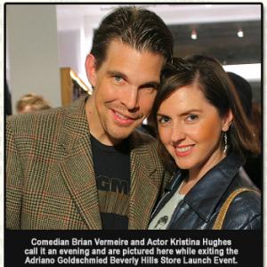 Comedian Brian Vermeire and Actor Kristina Hughes call it an evening and are pictured here while exiting the Adriano Goldschmied Beverly Hills Store Launch Event