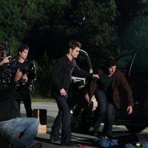 Season 2 The Vampire Diaries Getting thrown from vehicle by Stephan SalvatorPaul Wesley Getting set for Air ram to road