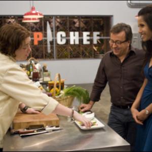 Still of Padma Lakshmi, Daniel Boulud and Lisa Fernandes in Top Chef (2006)