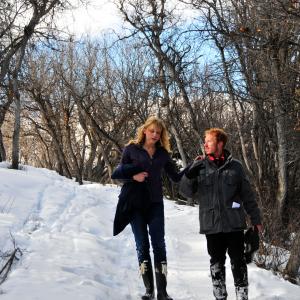 Andrew Hyatt and Brit Morgan on the set of The Frozen