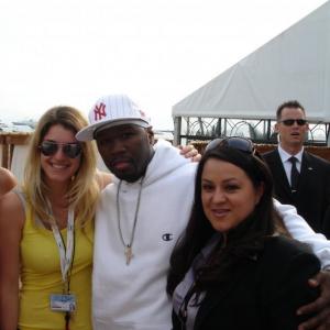 Filmmaker Hassiba Freiha, Rapper Curtis Jackson, and Producer Melinda Esquibel, Cannes Film Festival, France