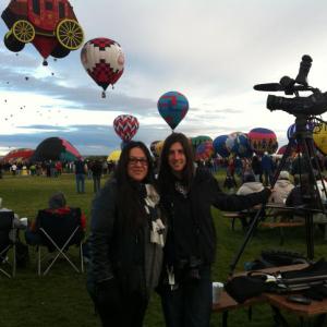 Melinda Esquibel with Tara Calico Doc. DP, Daniel Bernstein, on location, Albuquerque, New Mexico - 2011 Albuquerque International Balloon Fiesta.