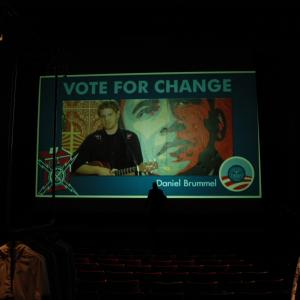 Musician Daniel Brummel in the Vote for Change Video Postcard Campaign at the VFC Christmas Party 2008