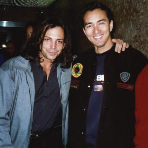Richard Grieco (21 Jump Street) and Vincent (stunt coordinator) on the set of 