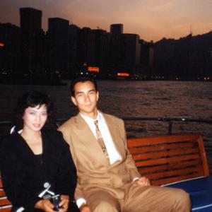 Michiko Nishikawi and Vincent on the set of Outlaw Brothers Hong Kong harbor