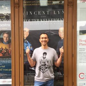 Standing in front of the poster of my upcoming performance Friday October 9th 2015  Carnegie Hall Marquis