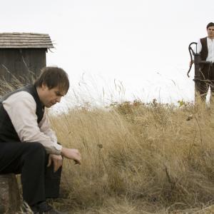 Still of Casey Affleck and Sam Rockwell in The Assassination of Jesse James by the Coward Robert Ford 2007