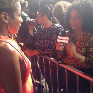 On the CrazySexyCool The TLC Story premier red carpet being interviewed by Necole Bitchie